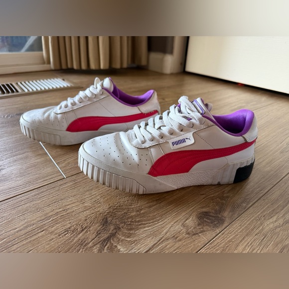Puma Women's Cali Chase White and Hot Pink Sneakers - Picture 4 of 8